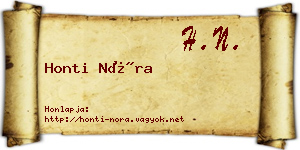 Honti Nóra névjegykártya